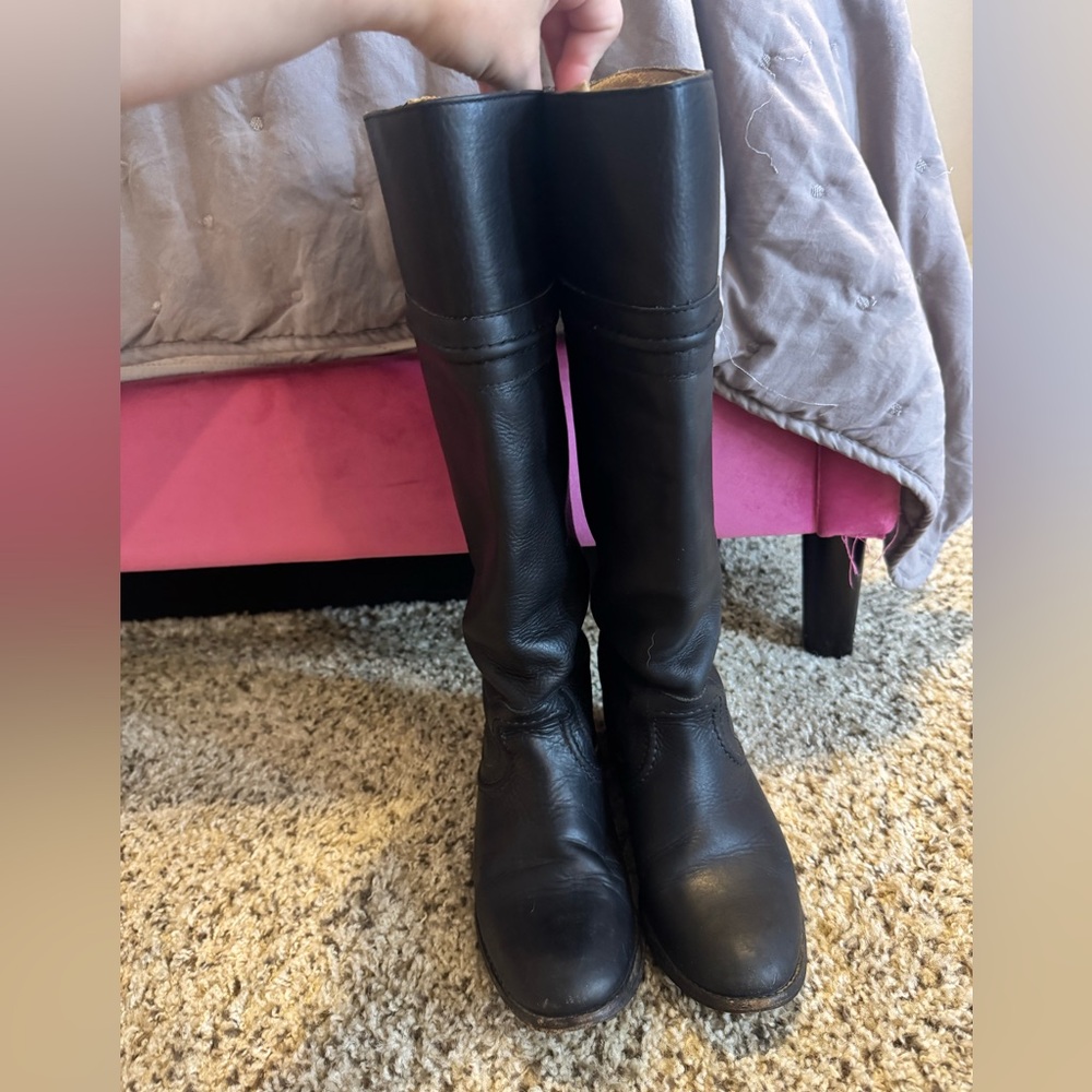 Frye Black Leather Fashion Riding Boots